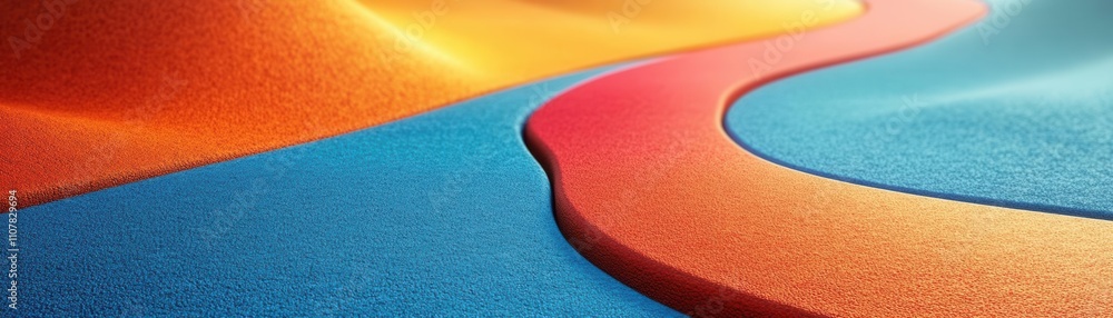 Poster a vibrant abstract image featuring flowing gradients of orange, pink, and blue, creating a visually 