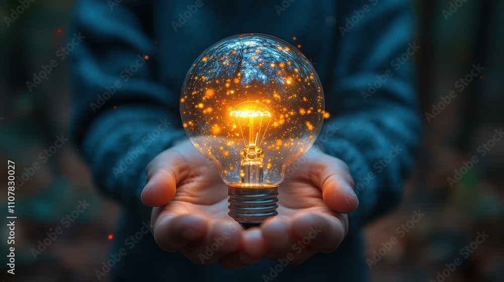 Poster businessman holding light blub with virtual global internet connection global internet connection ap