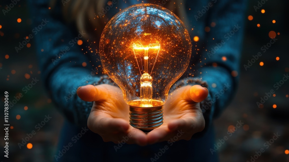 Poster businessman holding light blub with virtual global internet connection global internet connection ap