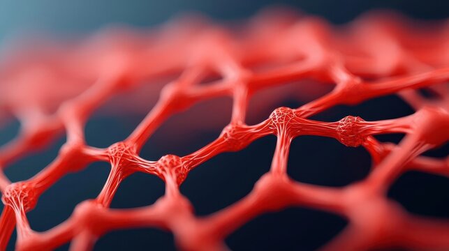 Crosslinked polymers, chemical bond visualization highlighting resilience, 3D illustration