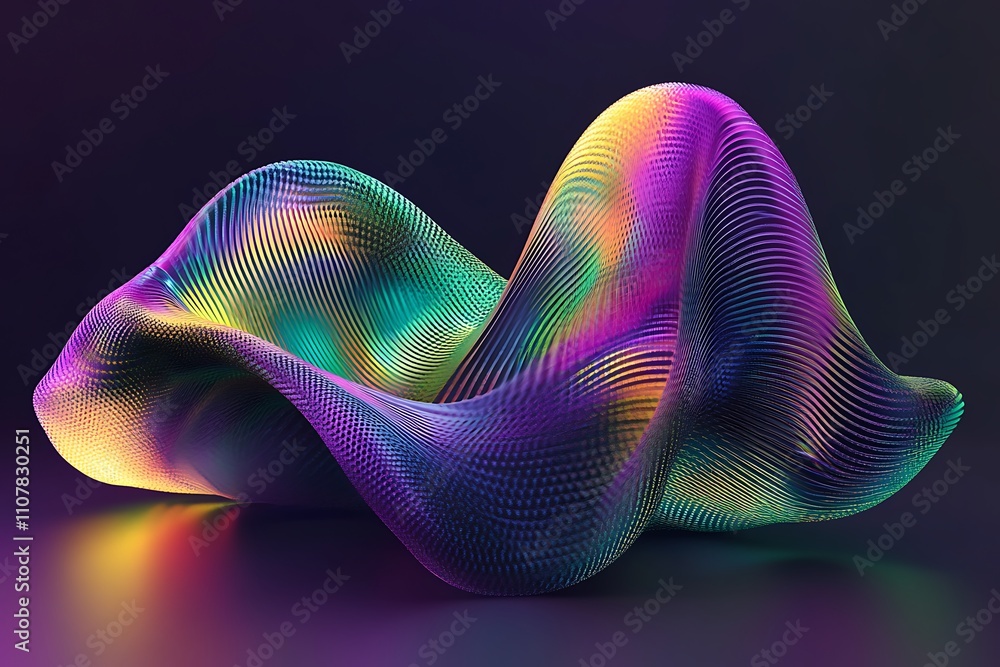 Poster Abstract iridescent 3D wave form.