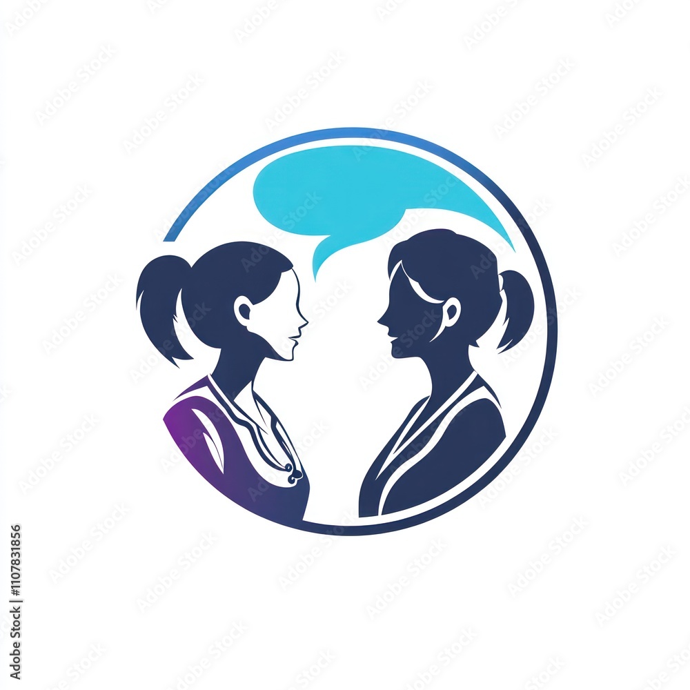 Poster here's a possible and keyword list for your image.. two women in profile facing each other, engaged 