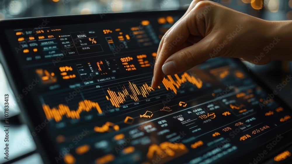 Poster businessman showing percentage icons and up arrow icons with graph indicators concept of financial i