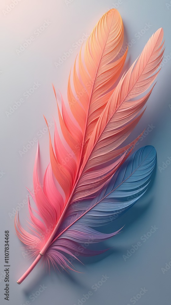 Poster A colorful array of feathers with a blue feather in the middle