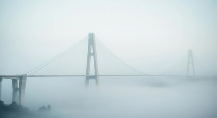 Obraz premium Misty morning tranquil bridgescape