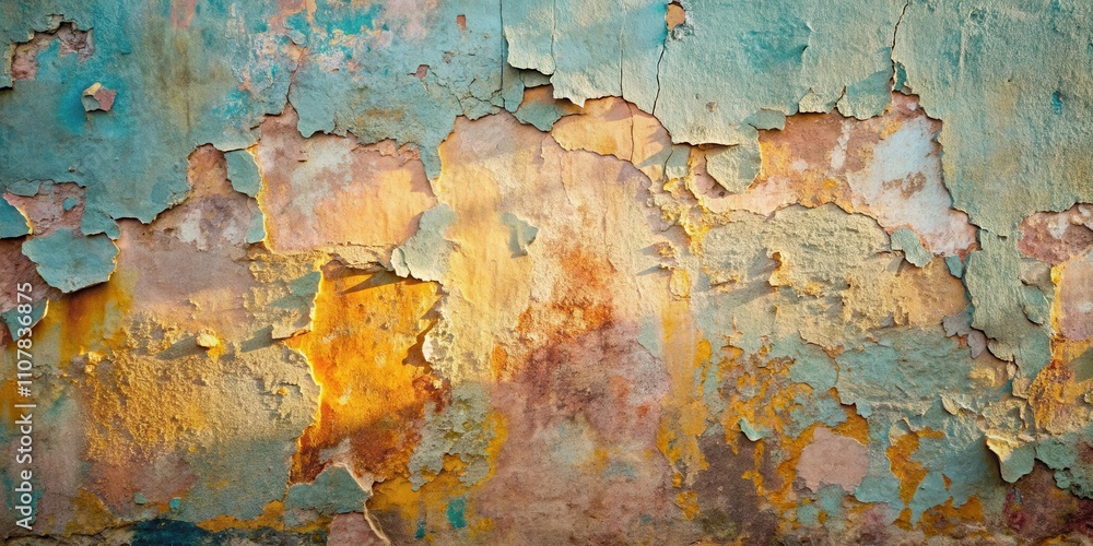 Aufkleber awe-inspiring abstract texture of peeling paint on a weathered wall, revealing layers of time and co