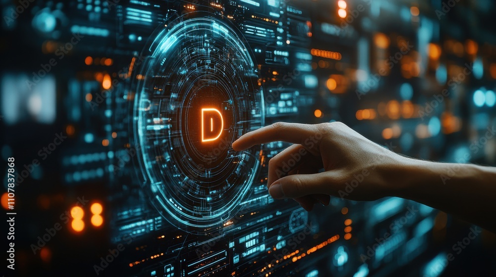 Poster businessman working with r and d sign r d icon network business technology concept r d research and 