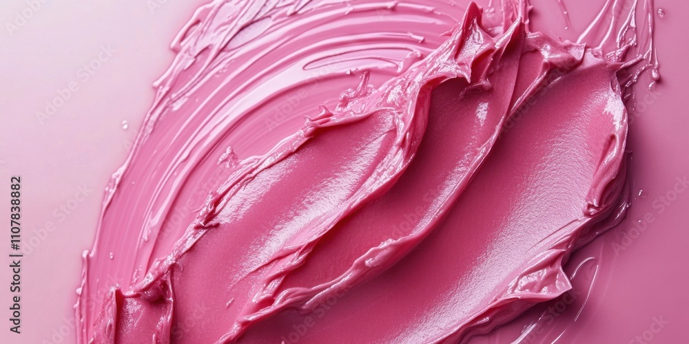 Poster swirling pink cream creates a delightful texture in a dazzling display of color and form on a smooth
