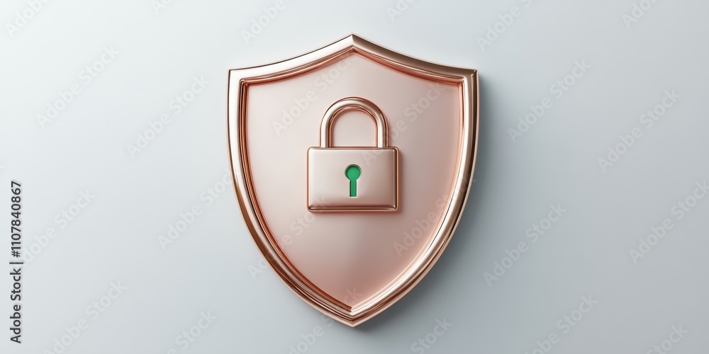 Poster sleek and modern shield design featuring a padlock symbolizing security and protection in digital sp