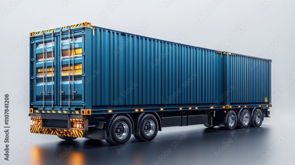 Poster cargo container with holographic style freight and export 3d rendering