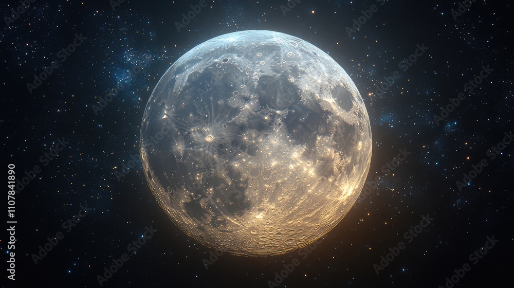 Poster cartoon style moon in the outer space 3d rendering