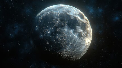 Obraz premium cartoon style moon in the outer space 3d rendering