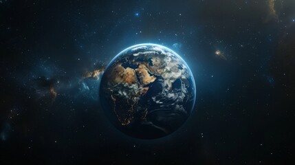 Fototapeta premium View of Earth from space highlighting continents and natural beauty against a starry backdrop