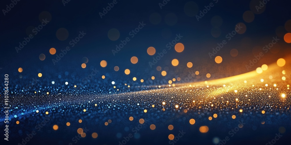 Poster abstract colorful bokeh lights with shimmering particles on dark background creating a festive and v