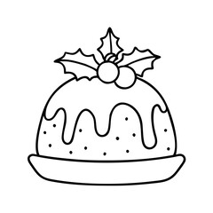 christmas pudding icon, christmas illustration, holiday icon - simple black line art of achristmas pudding , symbolizing holiday celebrations and festive spirit.