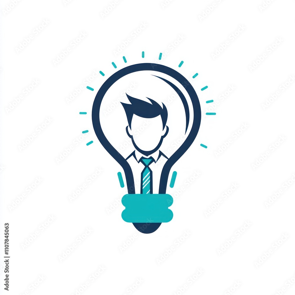 Aufkleber here's a suggested and keywords for your image.. man inside lightbulb, symbolizing bright ideas and 