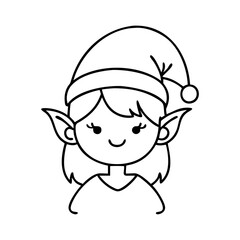 elf icon, christmas illustration, holiday icon - simple black line art of aelf , symbolizing holiday celebrations and festive spirit.