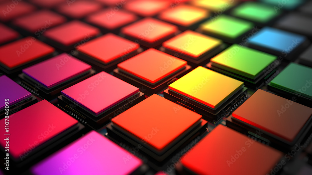 Poster high-definition photography of multicore cpu cores technology lab digital art colorful environment c