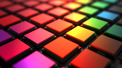 High-definition photography of multicore cpu cores technology lab digital art colorful environment close-up view innovation concept