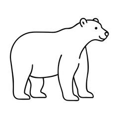Fototapeta premium polar bear icon, christmas illustration, holiday icon - simple black line art of apolar bear , symbolizing holiday celebrations and festive spirit.