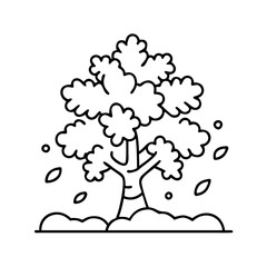 snow covered tree icon, christmas illustration, holiday icon - simple black line art of asnow covered tree , symbolizing holiday celebrations and festive spirit.