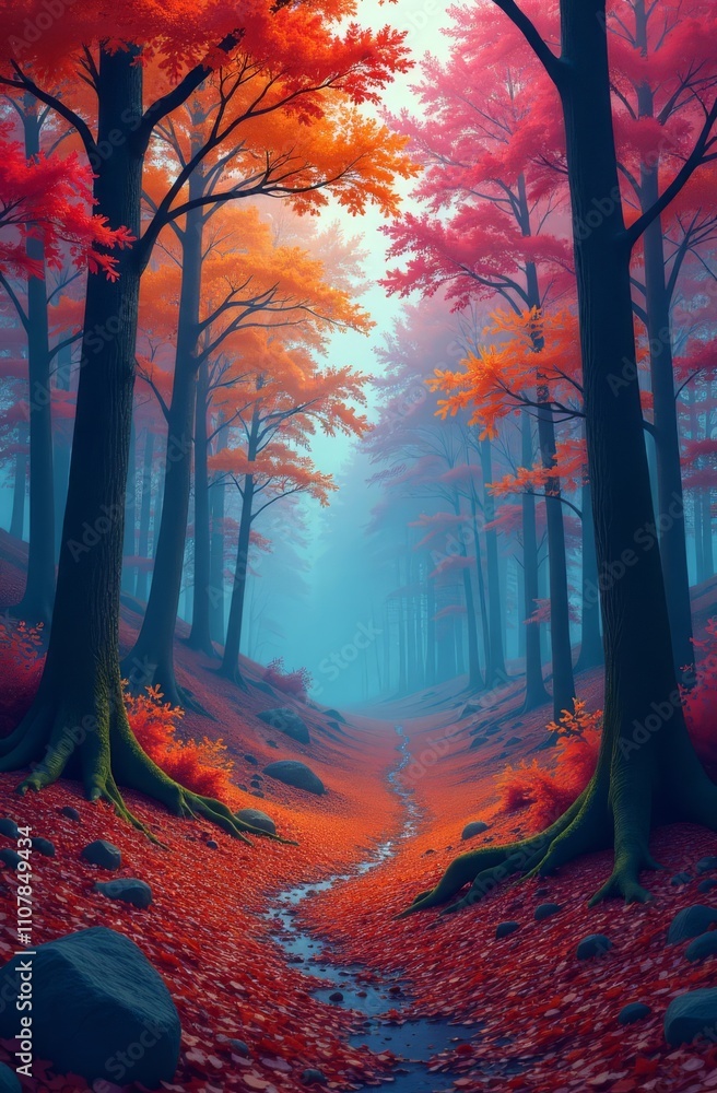 Aufkleber A forest path with trees in the background