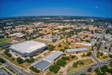 Obraz premium Aerial View of a large Public University in Denton, Texas