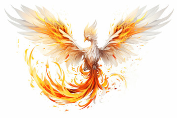 Obraz premium Phoenix tattoo colors on white background. Phoenix tattoo. Tattoo idea. For tattoo artists. Tattoo parlor. Phoenix on fire. My tattoo.