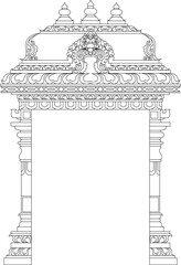 line art illustration of the Temple inside the gate and the wedding Gate Background 
