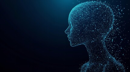 Obraz premium Abstract Digital Human Body: Polygonal Wireframe Silhouette