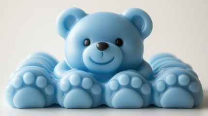 Obraz premium cutout of a blue baby teething bear on white