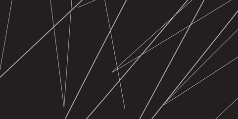 Abstract black and white geometric random chaotic lines with many squares and triangles shape. Metal grid isolated on the white background. Banner with geometric shapes, lines, stripes and triangles.