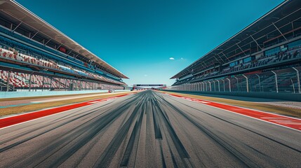 Race Track Straight-Away at Circuit of the Americas with Tire Marks