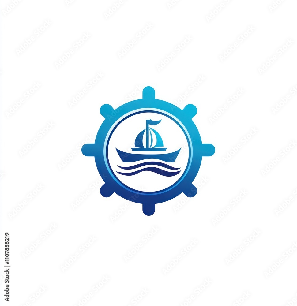 Poster here's a possible and keyword list for your stock photo submission.. nautical ship logo with wheel.