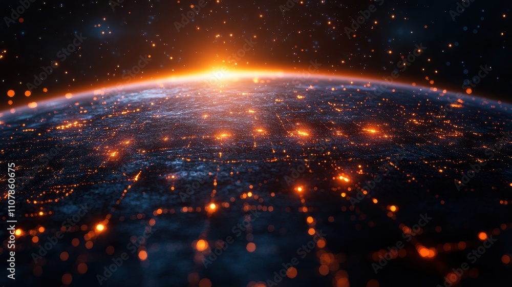 Aufkleber digital earth with cyberspace background 3d rendering
