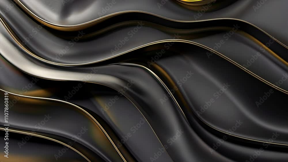Poster elegant black and gold abstract background smooth wavy patterns for modern design, evoking sophistic