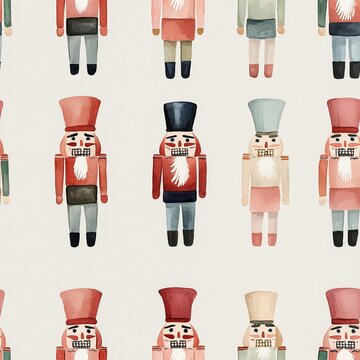 Watercolor Minimalist Nutcracker Christmas Pattern