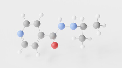 iproniazid molecule 3d, molecular structure, ball and stick model, structural chemical formula antidepressant