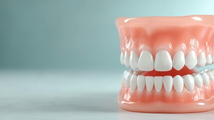 Obraz premium Model of a mouth displaying teeth, emphasizing dental health and hygiene.