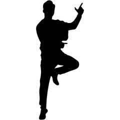Dancing Man Silhouette. A set of male street dance in silhouette.