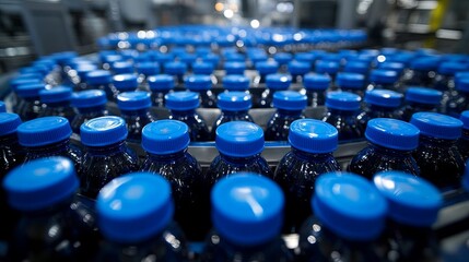 Obraz premium Production of water in plastic bottles at a factory 