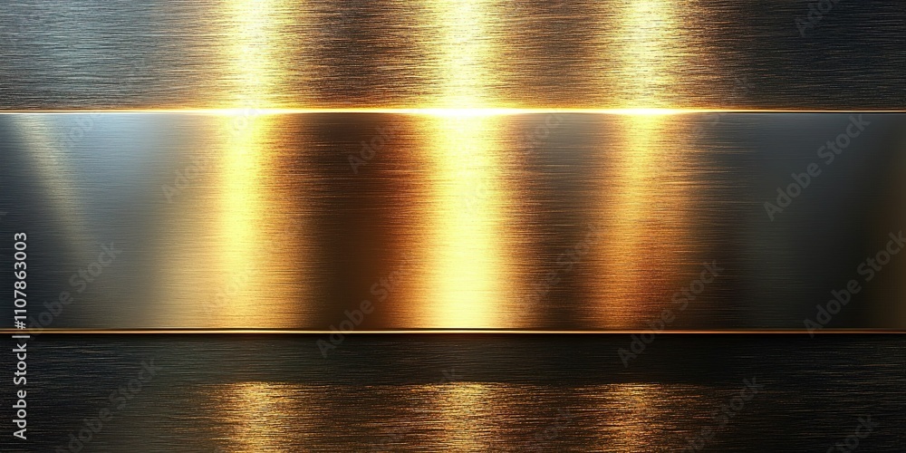 Poster shimmering metallic surface displaying golden hues with smooth reflections under soft lighting condi