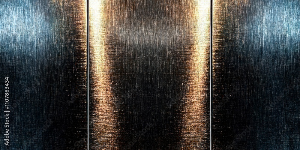 Poster abstract metallic texture showcasing refined patterns and subtle reflections under soft light condit