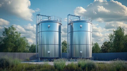 Obraz premium A lifelike depiction of two water filtration tanks