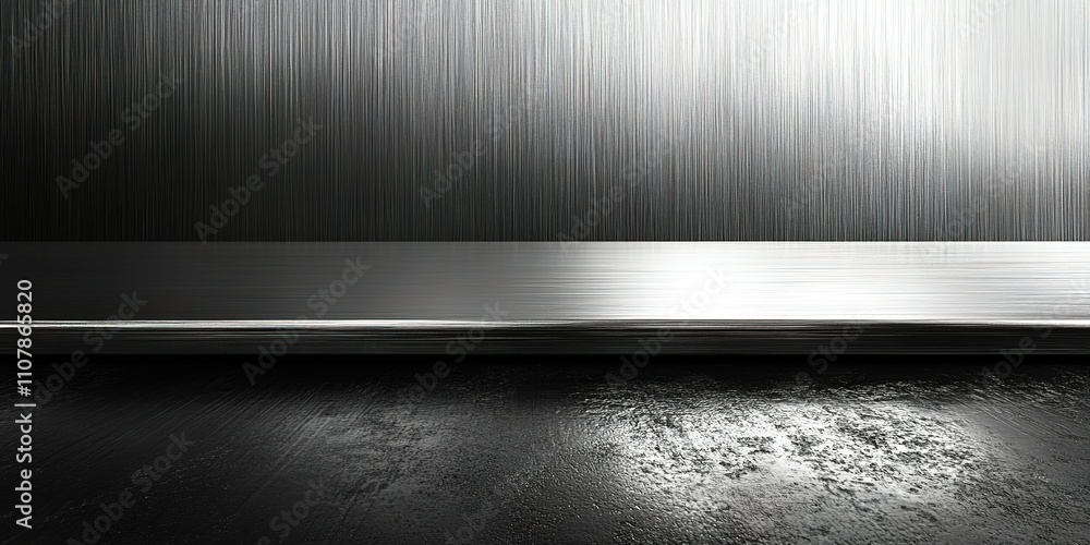 Aufkleber metal surface with brushed texture and light reflection in a minimalistic setting