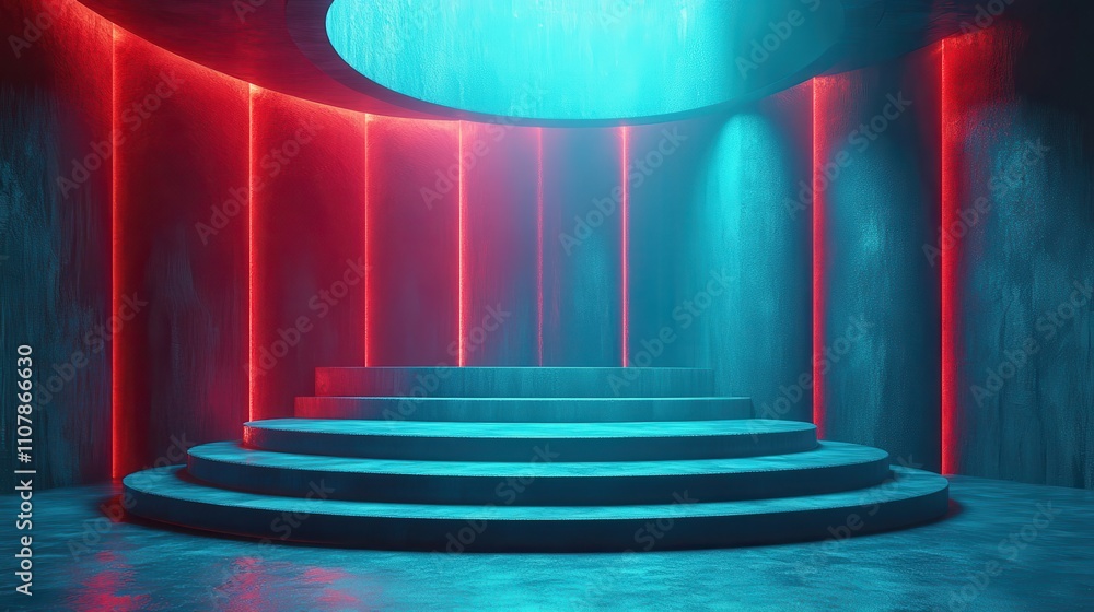 Aufkleber empty stage with geometry interior background 3d rendering