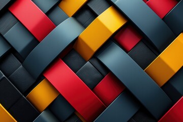 A close-up of a colorful woven pattern with vibrant strips of material.