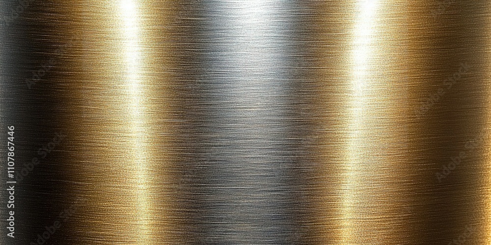 Poster metallic surface displaying a blend of silver and gold with a smooth finish and reflective quality u