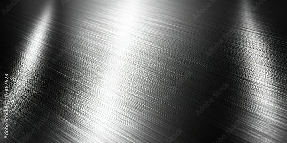 Poster reflective surface showcasing brushed metal texture with subtle lighting effects creating dynamic pa