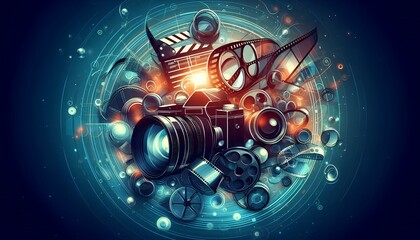 Film strip illustration, abstract background. The concept of cinema, cinematography, video.